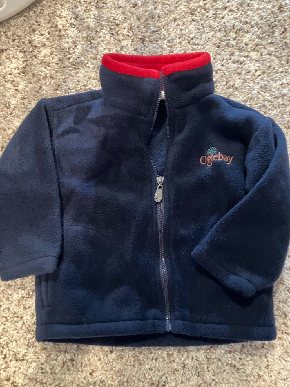 Oglebay Navy Fleece Jacket with Red Trim - size 12